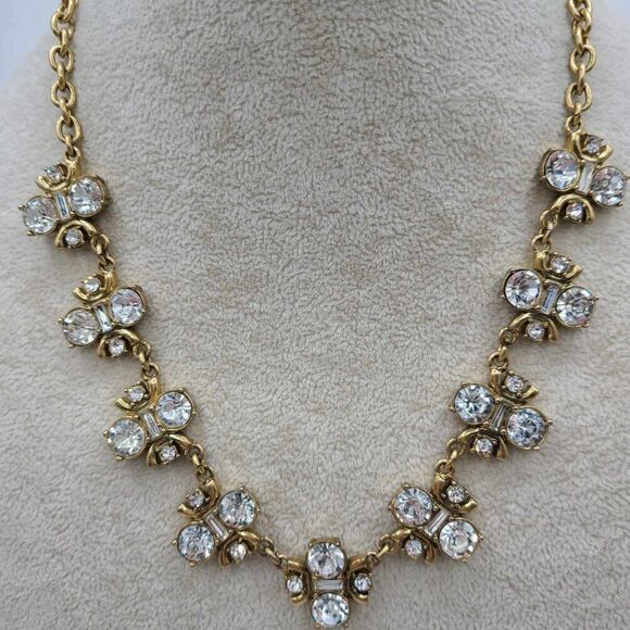 J Crew Clear Crystal Gold Tone Necklace - Picture 7 of 12